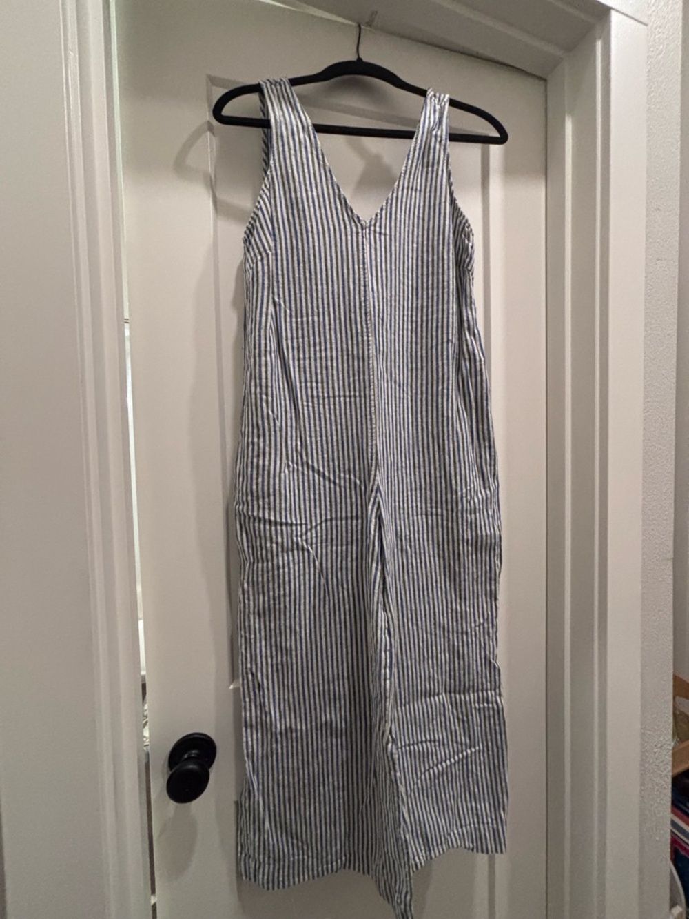 Max Studio Striped Sleeveless Jumpsuit in Blue, Green and White